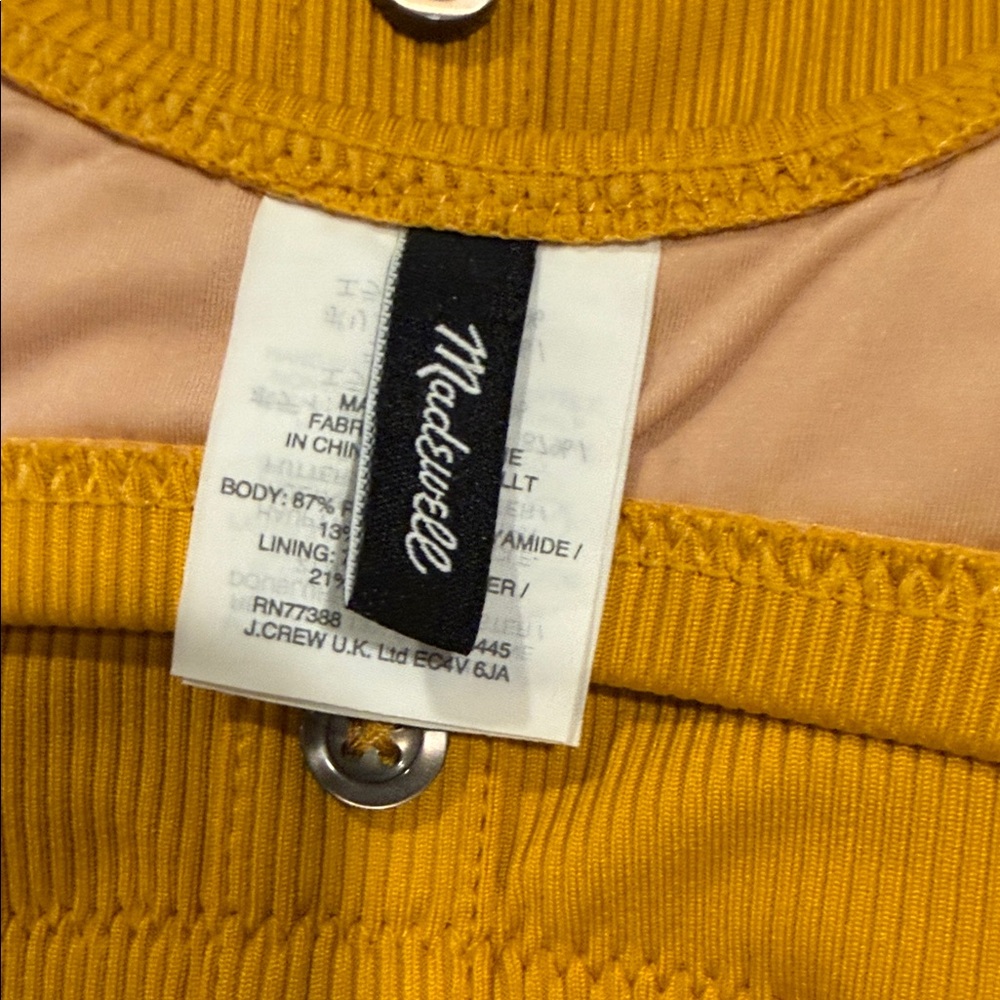 Madewell Ribbed Bikini Set Mustard Yellow Button Detail Size S - Picture 3 of 8